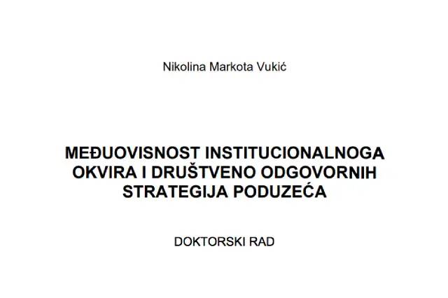 Međuovisnost institucionalnog okvira i DOP strategija poduzeća, doktorska disertacija, 2016