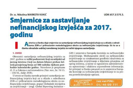 Smjernice za sastavljanje nefinancijskog izvješća za 2017. godinu