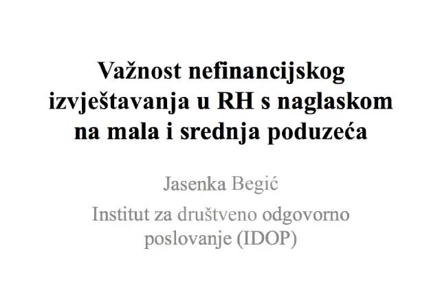 Seminar o važnosti nefinancijskog izvještavanja u RH s naglaskom na mala i srednja poduzeća